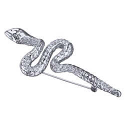 Брошь Змея (кристаллы SW белые; покрытие родий), Есть комплект