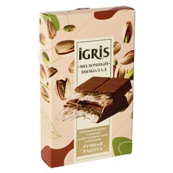 Шоколад молочный IGRIS с начинкой из фисташковой пасты и пишмание, 150г