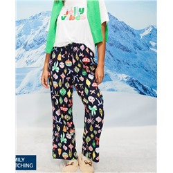 Mid-Rise Printed Flannel Pajama Pants for Women