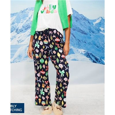 Mid-Rise Printed Flannel Pajama Pants for Women