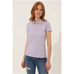 Kadın Lila Basic Polo Yaka Tişört