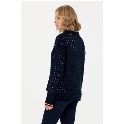 Kadın Lacivert V - Yaka Kazak