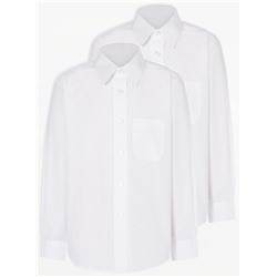 Boys White Long Sleeve School Shirt 2 Pack