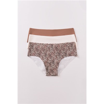 Pack 3 bragas ancha animal print kaki