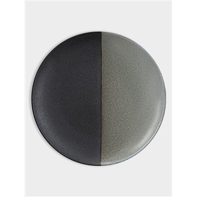 Тарелка обеденная, 27,5 см, фарфор P, черно-серая, в крапинку, Umi