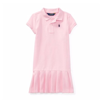Pleated Cotton Polo Dress