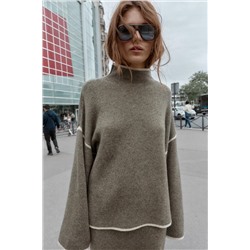 KNIT JUMPER WITH CONTRAST TRIMS