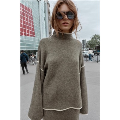 KNIT JUMPER WITH CONTRAST TRIMS