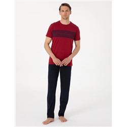 Bordo Kısakol Pijama Takımı