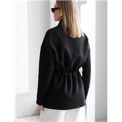 Джемпер с объемным воротом и шнуром на талии из футера-трехнитки