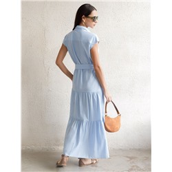 Платье А-силуэта с поясом из легкого хлопкового поплина