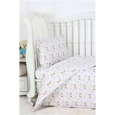 КПБ с простыней на резинке поплин арт. КПБП-ПР/гуси