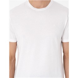 Ekru %100 Pamuk Slim Fit Bisiklet Yaka Basic Tişört