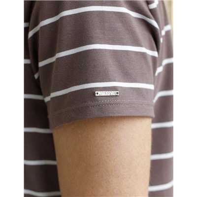 Базовая футболка в полоску полуприлегающая из премиального хлопка с эластаном