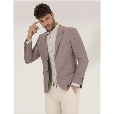 Gül Kurusu Keten Karışımlı Blazer Ceket