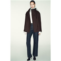 CROPPED WOOL COAT WITH HIGH NECK