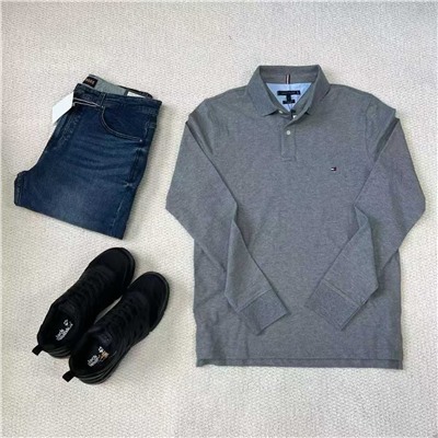 Мужское поло с длинным рукавом ТОММИ ХИЛФИГЕ*Р