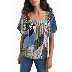 Blusa denim & patch digital