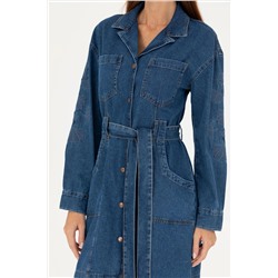 Kadın Koyu Mavi Jean Elbise