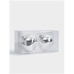 Игрушка елочная, 8 см, 2 шт, стекло, серебристая, Абстрактный шар, New year