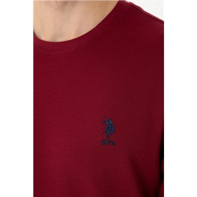 Erkek Bordo Bisiklet Yaka Sweatshirt