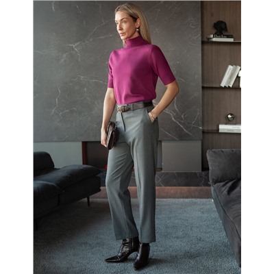 Укороченные брюки из фактурной черно-серой поливискозы с эластаном