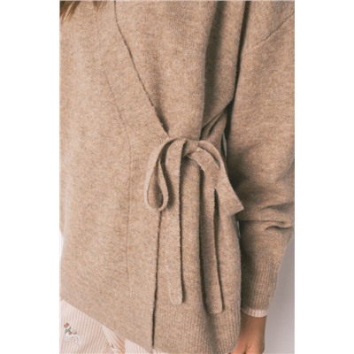 Cárdigan liso punto tricot beige