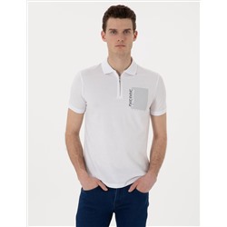 Beyaz Slim Fit Polo Yaka Tişört