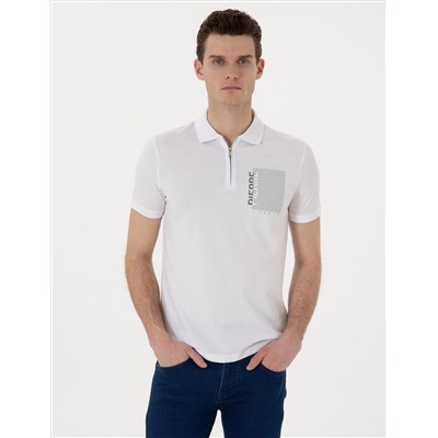Beyaz Slim Fit Polo Yaka Tişört