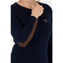 Kadın Lacivert Bisiklet Yaka Basic Kazak