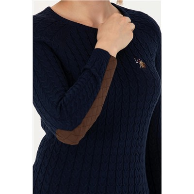 Kadın Lacivert Bisiklet Yaka Basic Kazak