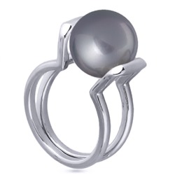 Кольцо (Майорка 12мм серо-голубая; покрытие родий), Есть комплект