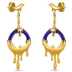 Серьги Оттепель (эмаль фиолетовая; покрытие золото), Есть комплект