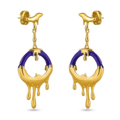 Серьги Оттепель (эмаль фиолетовая; покрытие золото), Есть комплект