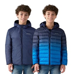 Eddie Bauer Youth Reversible Down Jacket, Blue Ombre/Dark Blue