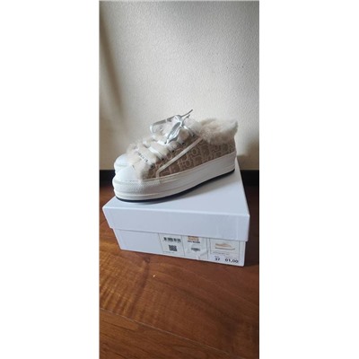 Женские кеды Dio*r Walk’*n на толстой подошве с мехом внутри