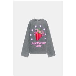 WASHED T-SHIRT WITH FRONT PRINT