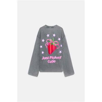 WASHED T-SHIRT WITH FRONT PRINT