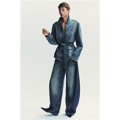CHAQUETA LARGA DENIM TRF