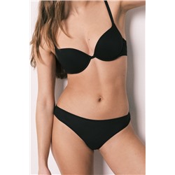 Tanga microfibra rayada y encaje negra