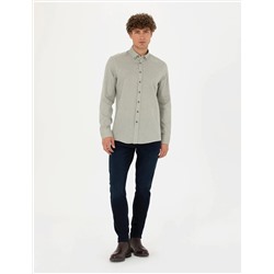 Haki Slim Fit Uzun Kollu Gömlek