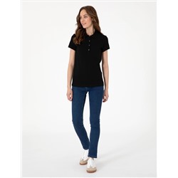 Siyah Regular Fit Pamuklu Polo Yaka Basic Tişört