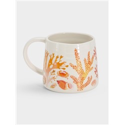 Кружка, 380 мл, фарфор P, белая/оранжевая, Морская жизнь, Ocean Life