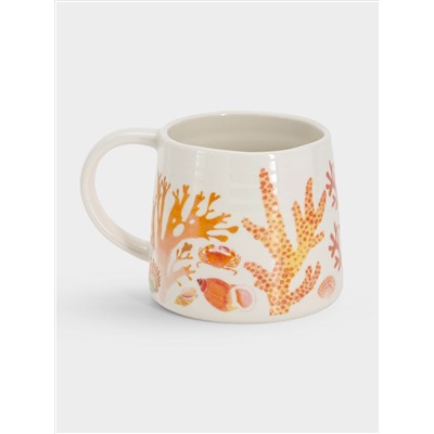 Кружка, 380 мл, фарфор P, белая/оранжевая, Морская жизнь, Ocean Life