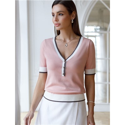 Джемпер с V-вырезом с коротким рукавом из вискозы