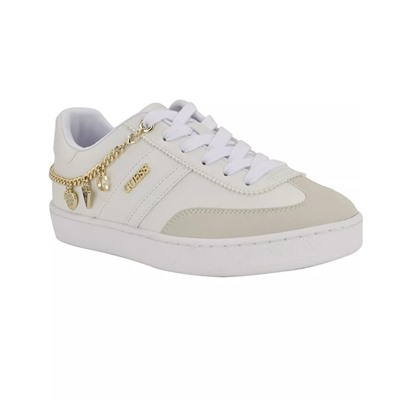 GUESS Women's Naoko Charm Lace-Up Court Sneakers