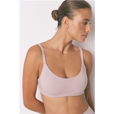 Sujetador tipo top algodón beige