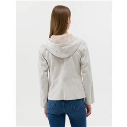 Bej Cropped Slim Deri Ceket