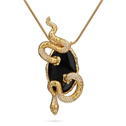 Кулон Змея (кристаллы SW белые; покрытие золото) 90см, Есть комплект