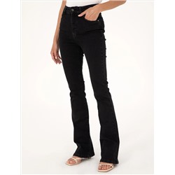 Siyah Skinny Flare Fit Jean Pantolon